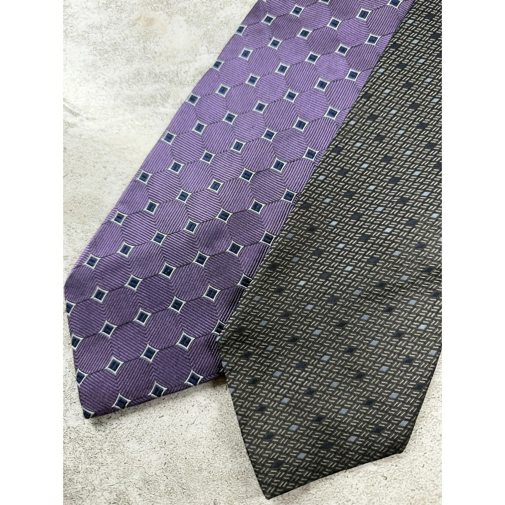 Nautica Tie Mens One Size Purple 100% Silk Pointed Geometric Jacquard Necktie